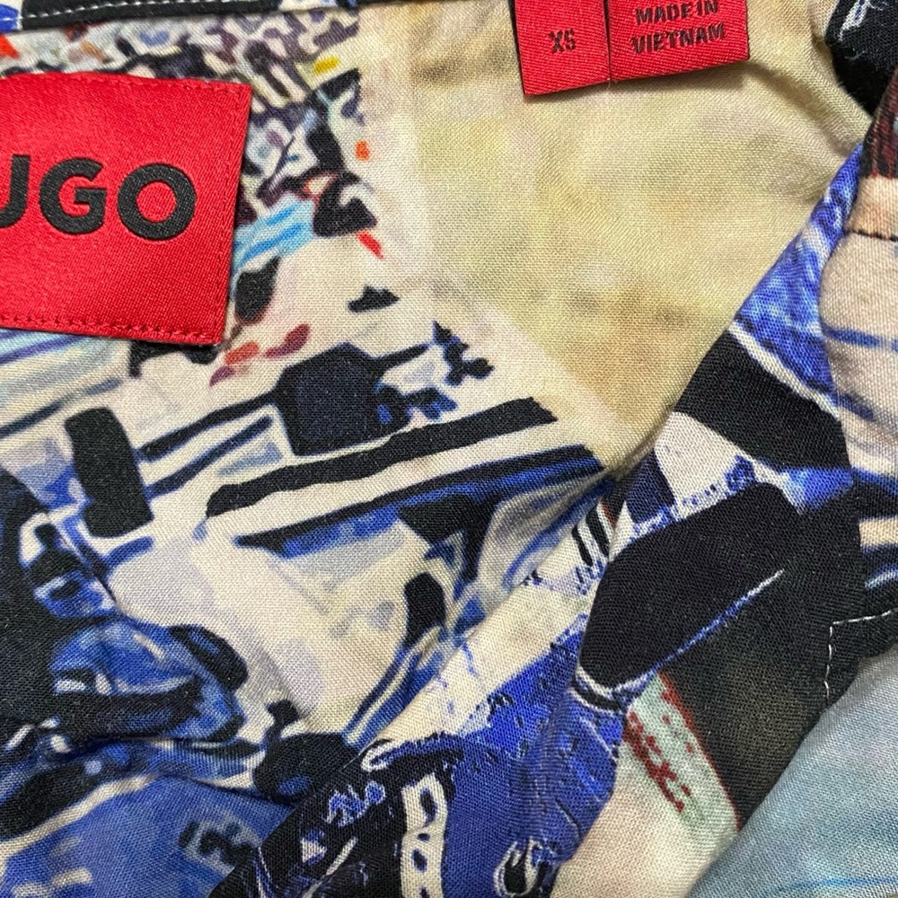 Hugo Boss Espino Race Car Print Camp Graphic Shirt Collar Button Down Oversized - Picture 4 of 10